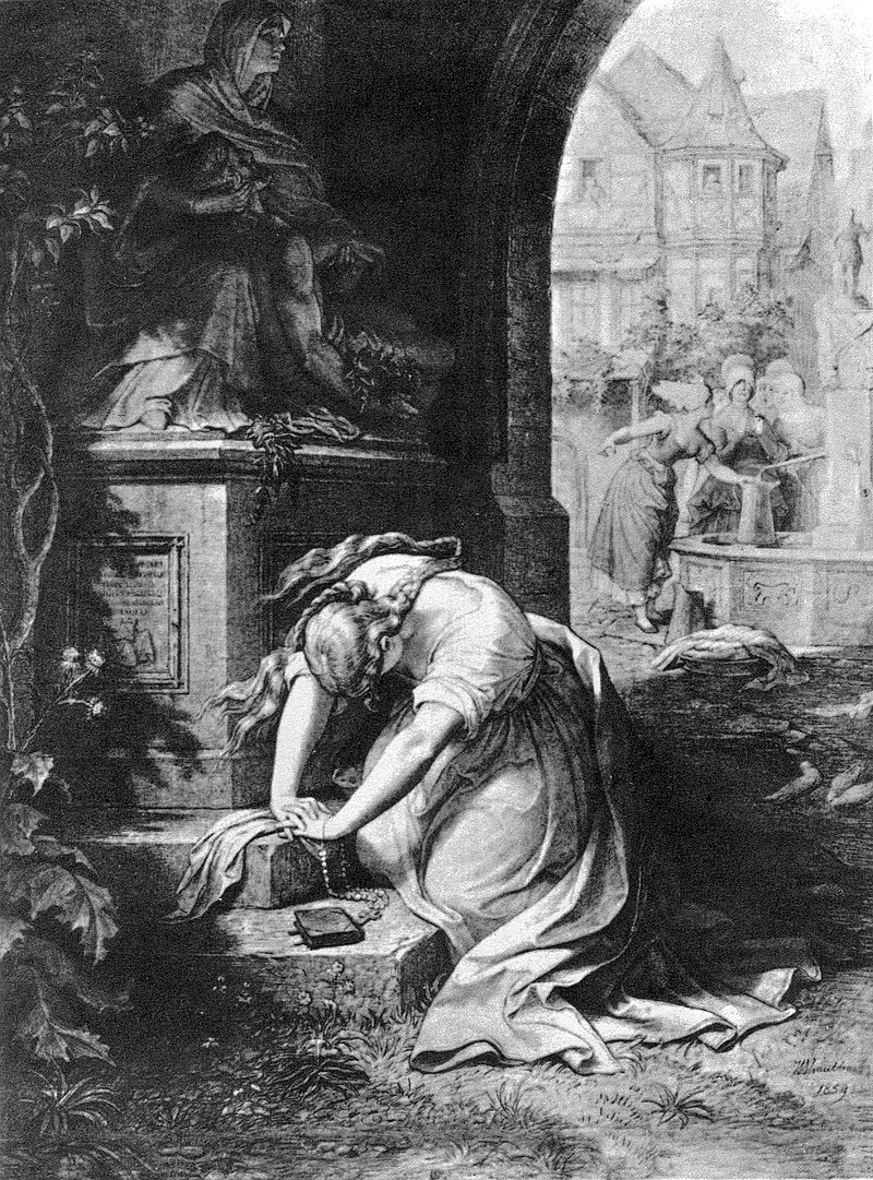 Wilhelm von Kaulbach: Gretchen vor der Mater Dolorosa, vor 1860